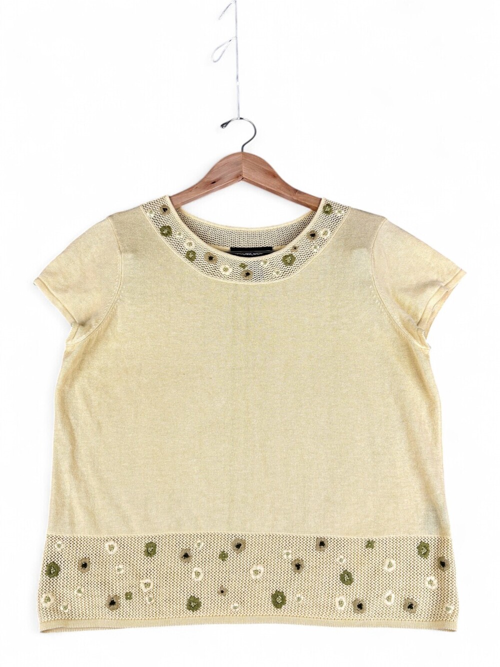 Norton McNaughton Embellished Knit Short Sleeve Top L